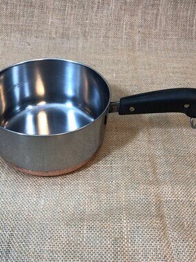 Vintage Revere Ware 1-QT Sauce Pan -No Lid 1801 Copper Bottom USA-Made Very Good